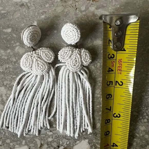 J. Crew White Beaded Earrings - Picture 2 of 4